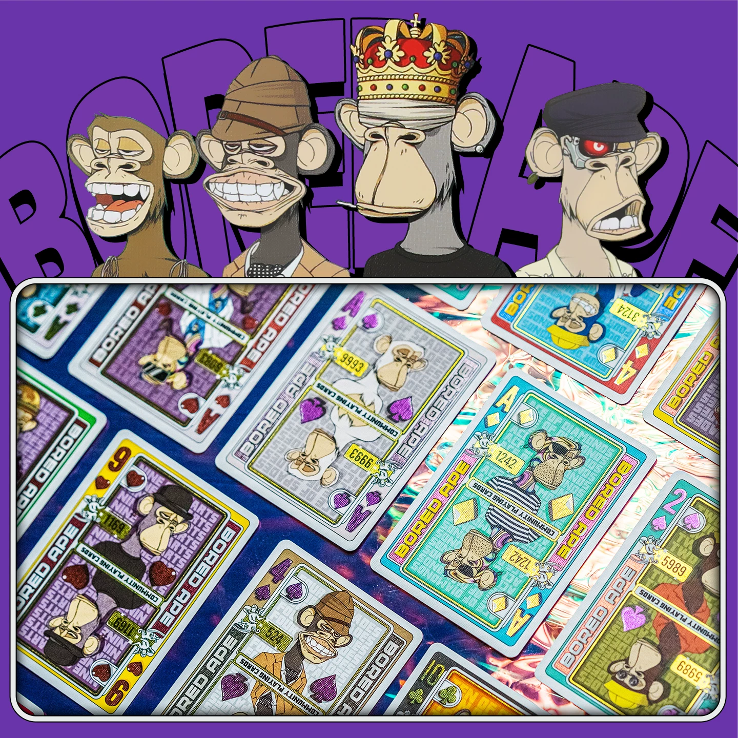 Biycle Bored Ape Silver Banana Playing Cards
